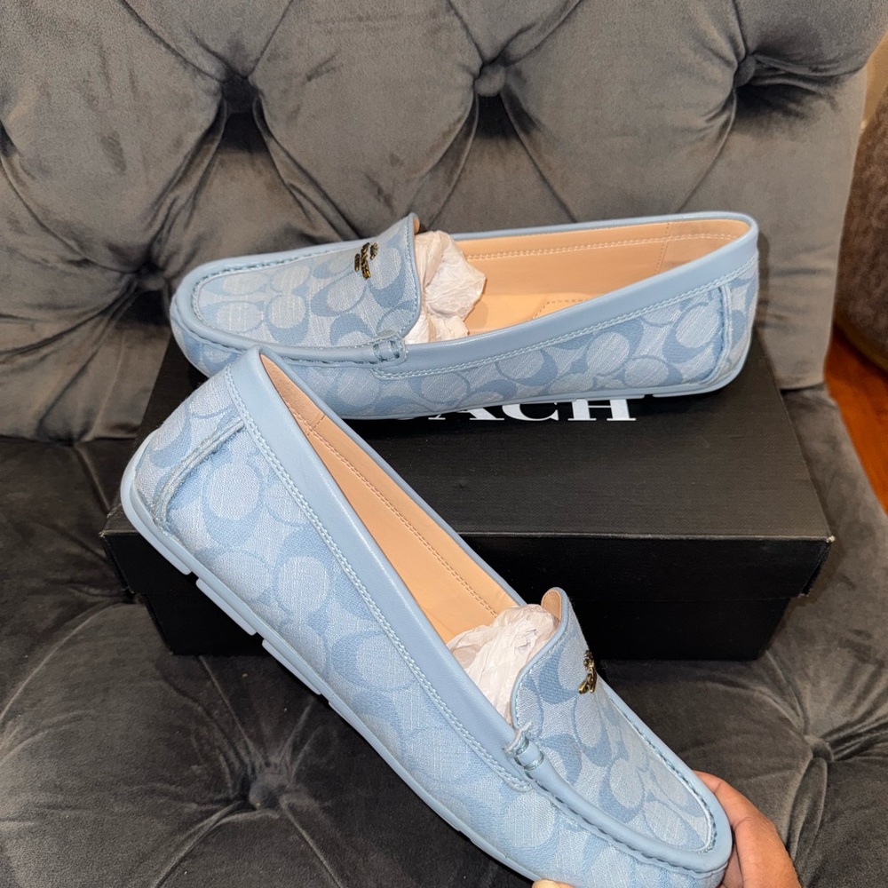 Coach Women's Light Blue Signature Loafers